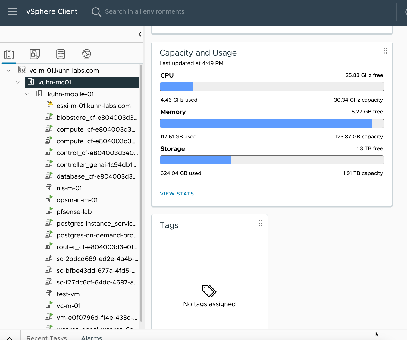vSphere resource utilization