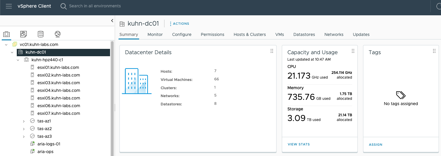 vCenter dashboard